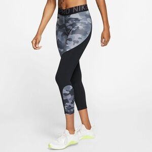 NIKE Pro Icon Black and Gray Camo 7/8 Running Tights/Leggings S